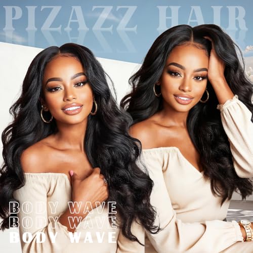 Image of Pizazz 13x4 HD Transparent Lace Front Wigs Human Hair Pre Plucked with Baby Hair 180 Density brazilian Body Wave Human Hair Wigs for Black Women 9A Glueless Lace Frontal Wigs Natural Color(24 Inch)