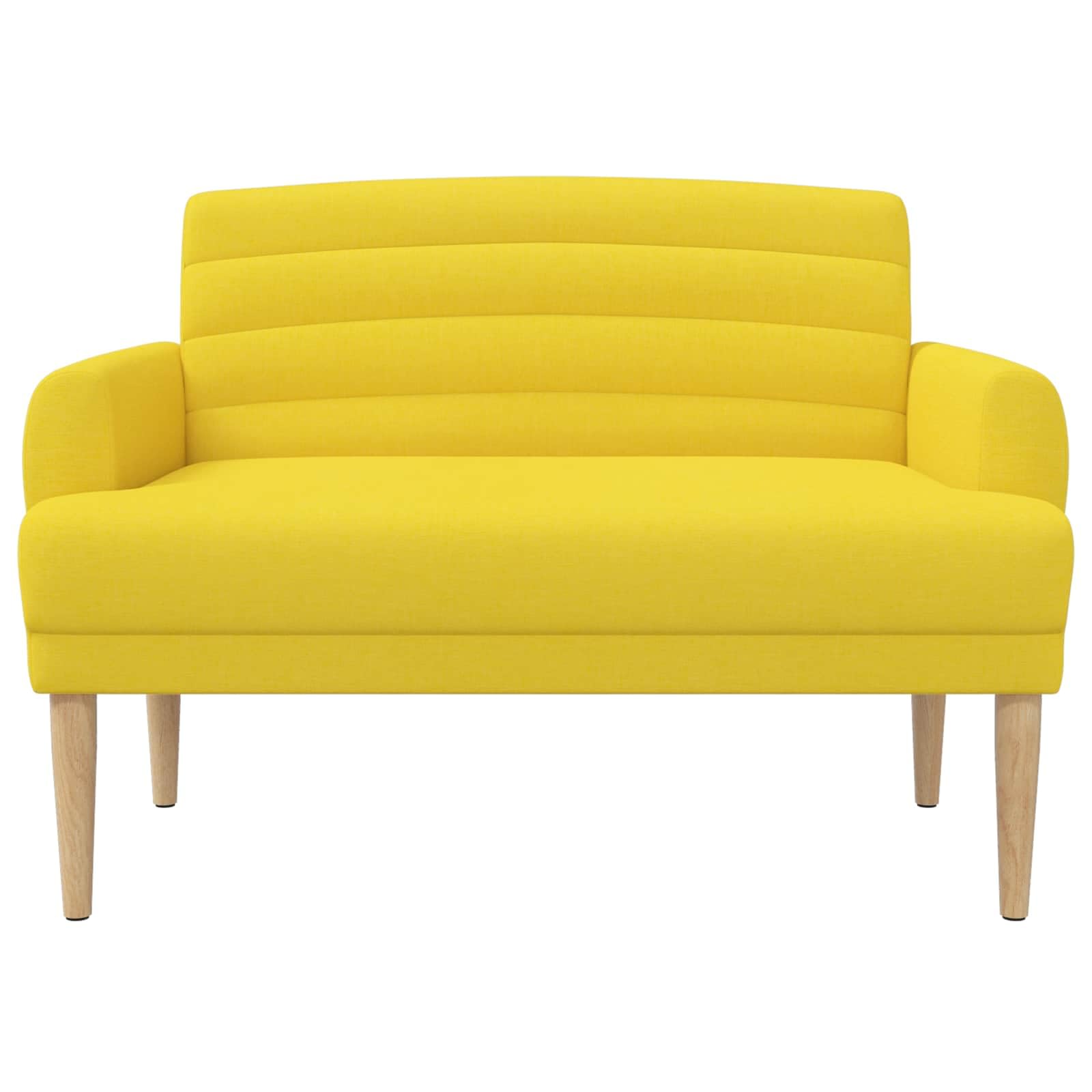 Canapé 2 places avec boutons - Jaune clair - 116 x 67 x 80 cm - Petit canapé 2 places rembourré en tissu avec pieds en bois pour salon et chambre à coucher