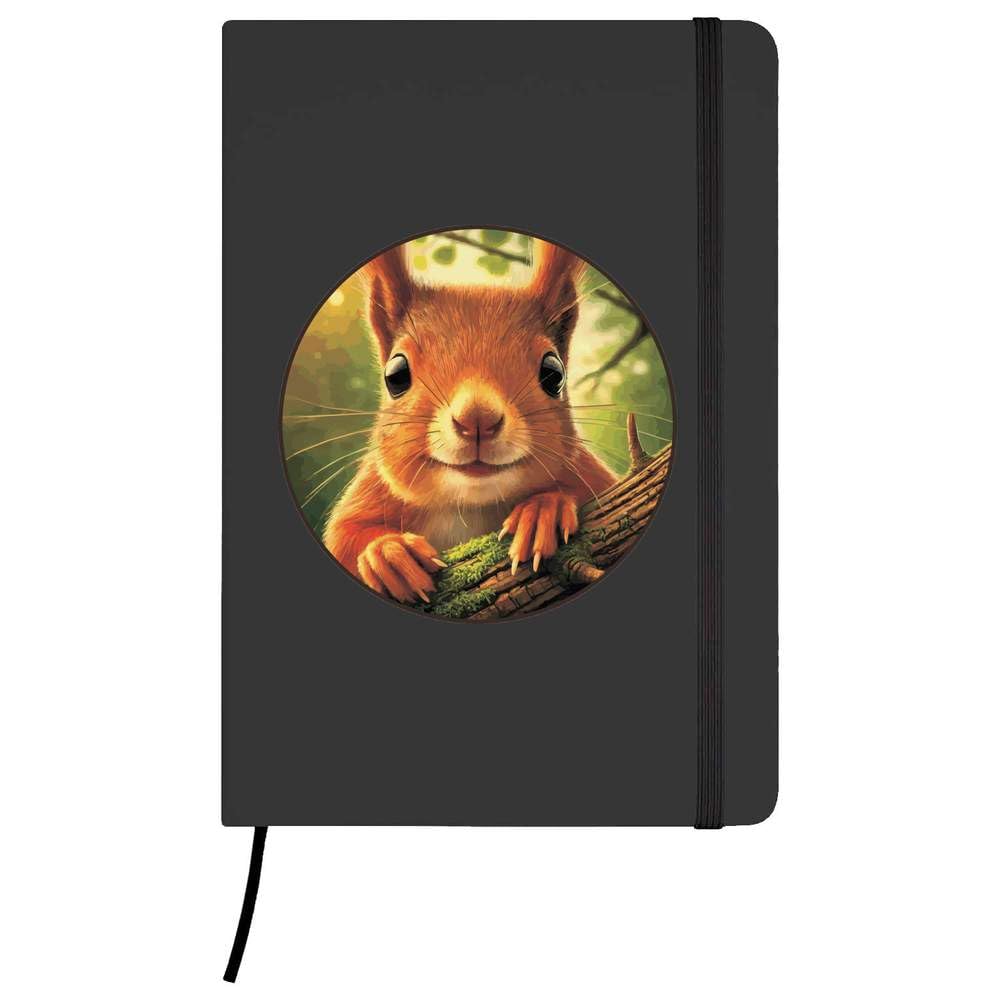 Azeeda A5 'Smiling Red Squirrel' Black Hardcover Ruled Notebook (NB00073360)