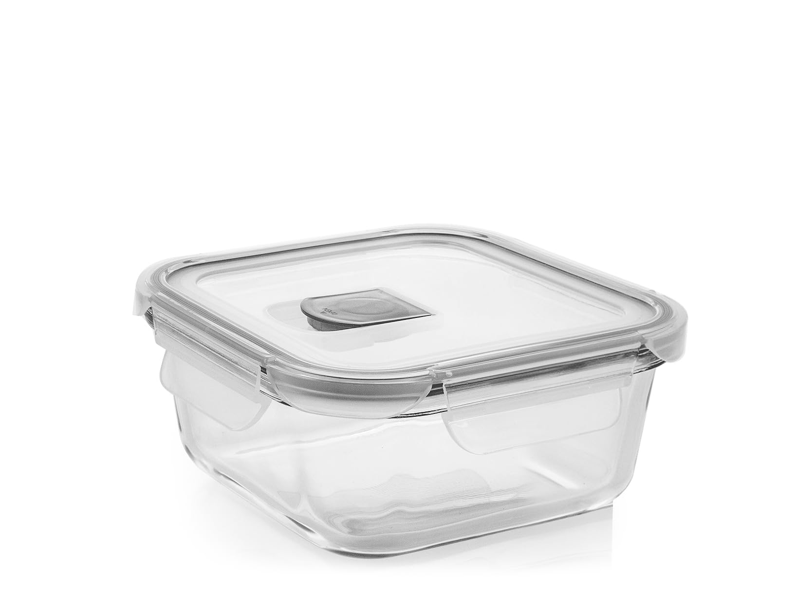H&H Glass Container with Polypropylene Lid with Valve – 800 ml, 16 x 16 cm – Airtight, Dishwasher, Microwave and Oven Safe (without Lid)