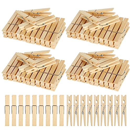 JMIATRY 200 Pcs Wooden Pegs, 7.2cm Wooden Craft Peg for Photos Wooden Clothes Pegs for Washing Line or Hanging Photos Arts and Craft