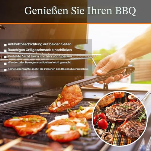 Foto von Grillmatten Set, 42 * 36cm Gitter Grillmatte antihaftbeschichtet zum Grillen von Fleisch, Gemüse, Kochen, Backen, Grillen und Backen (43*36cm, 2)