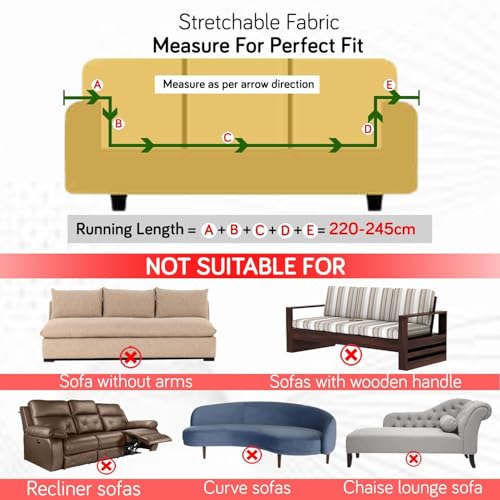 Image of Universal 3 Seater Sofa Cover with Elasticity, Protective, Stretchable, Spandex & Polyester Sofa Slipcover (3 Seater, 185cm * 230cm) (Wine Leaf)