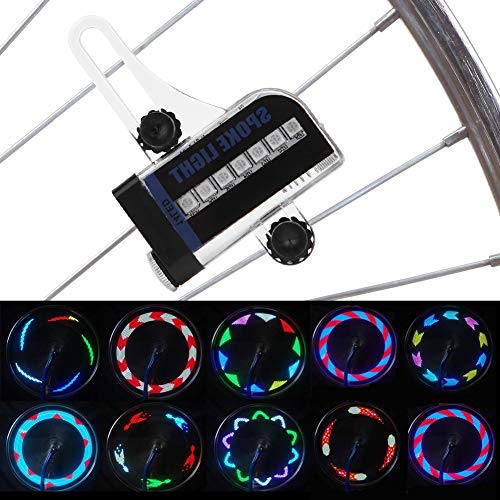 Akozon Fahrrad Speichenlicht, Fahrrad Rad Lichter IP6 Wasserdicht Dual Side 14 LED RGB Speichen Licht Draht Lampe Fahrrad Zubehör für Mountainbike