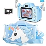 Yukicam キッズカメラ 人気子供用カメラ 前後4000万画素トイカメラ、1080P HD 録画 連写 写真 タイマー撮影 自撮り 8倍ズーム 本格的な撮影機能満載の子供用デジタルカメラ USB充電 付属のUSBケーブルを使ってPCと接続すれば、写真を見ることができます 4-9歳男の子女の子お誕生日プレゼント(32G SDカート付き)