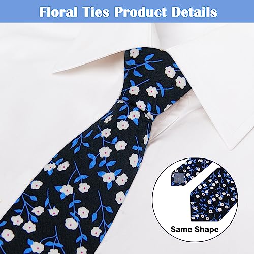 Image of Mantieqingway Men's Cotton Floral Neck Tie 2.56'' Printed Skinny Tie