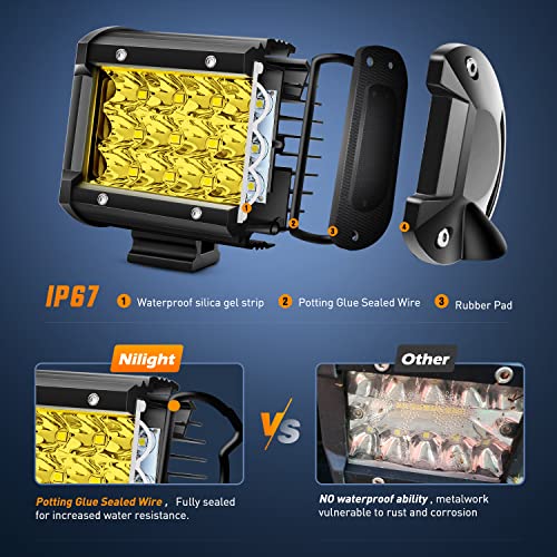 Barra LED Amarilla Nilight 2Pcs 4 Pulgadas 36W miniatura 5