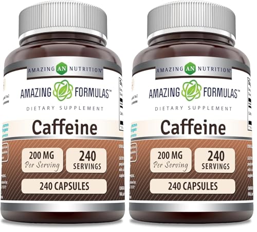 Image of Amazing Formulas Caffeine 200 Mg per Serving | Capsules | Non-GMO | Gluten-Free | Made in USA (2 Pack, 240 Count)