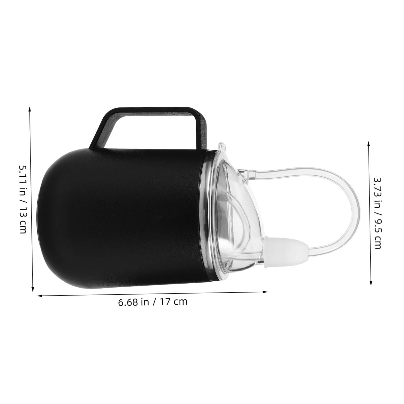 Auslaufsicherer Edelstahl Trinkbecher 450ml mit Strohhalm und Silikon Trinkbecher für Senioren und Erwachsene Schwarzer Pflegebecher für Suppe und Milch im Alltag