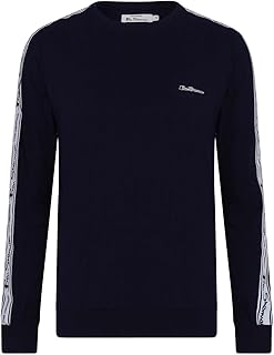 Hombre, Azul Marino, Zander-Camiseta de Manga Larga, Color, 100% algodón, con Detalles de Cinta y Marca distintiva en el Pecho, cómoda Ropa de Descanso, S Pantalones Cortos