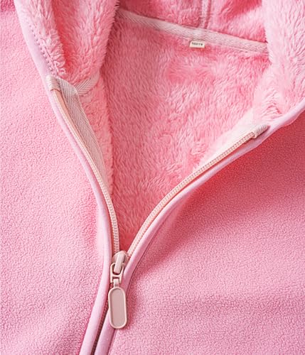 Image of Boys Girls Polar Fleece Jacket with Hood Toddler Coat 2-12 Years | Soft Full Sherpa Fleece Lining, Anti-Pilling, Mid-Weight, Easy Zip-Up, Hooded Design, Hand-Warm Pockets, Elastic Cuffs & Hem