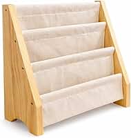 Livreiro Infantil Montessori em Madeira Pinus Natural Estante Organizador de Livros Porta Livros para Crianças 1 a 4 Anos