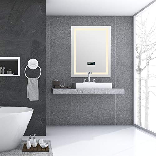 Flyelf Bathroom Wall Mirror,with Two Bluetooth Speakers,Illuminated Touch Control Dimmable 600x800mm