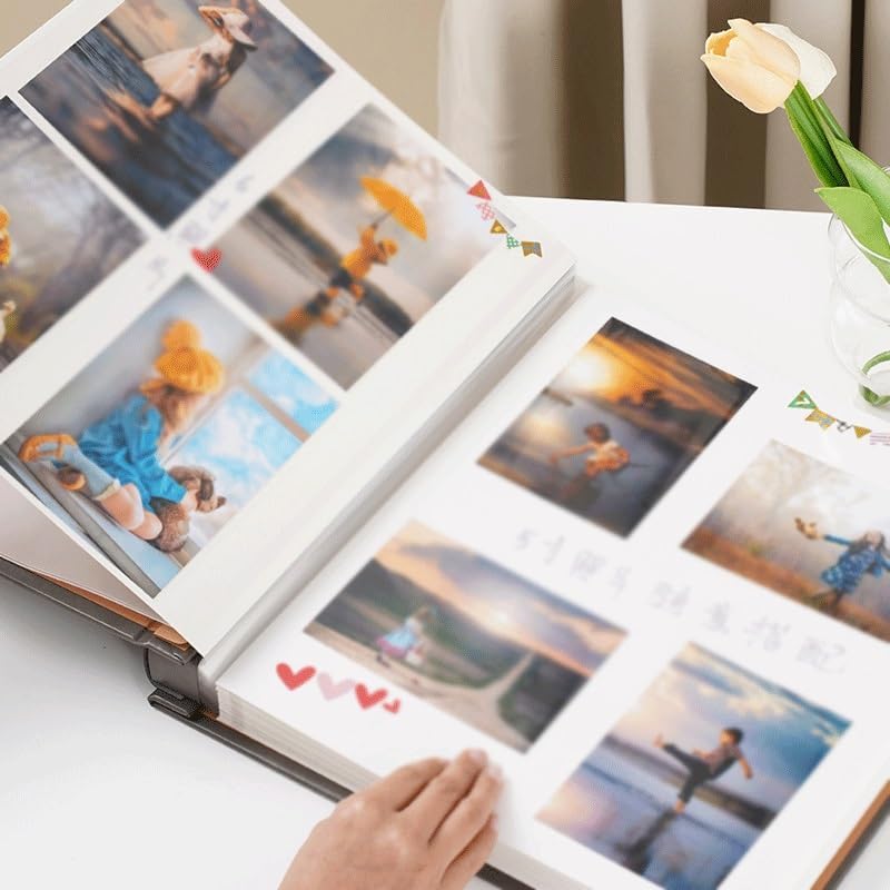 Travel Growth Commemorative Book ﻿ Leather Self Adhesive Film Insertion Bag Album Creative Commemorative Album Applicable to photos, receipts, star cards, etc(Blue)