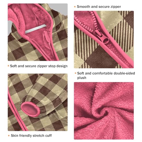 GuoChe Buffalo Check Brown Baby Boy Sherpa Jacket3