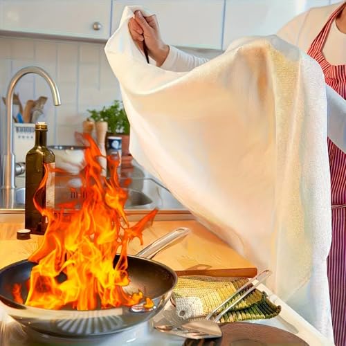 Image of Riparo Emergency Fire Blanket for Home and Kitchen - Fire Suppression Blankets for Home, Kitchen, BBQ, and Car 40 inch x 40 inch - Made from Flame Retardant Fiberglass ([1 Pack] Fire Blanket)