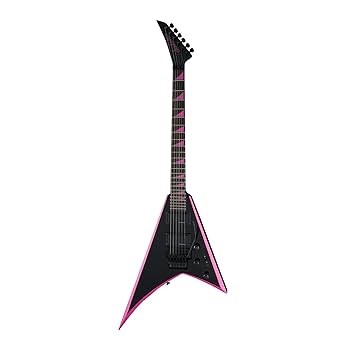 BLACK ROSE ビラ Jackson X Series Rhoads RRX24 - Black with Neon Pink Bevels