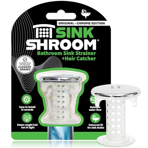 SinkShroom Revolutionary Bathroom Sink Drain Protector Hair Catcher Strainer Snare Silicone  Brushed Sinkshroom Chrome Edition 1 -1.4
