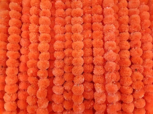 5 Pc Marigold Garland 5 Ft Long Strands of Artificial Marigold Flowers, Diwali Decorations Home - Image 2