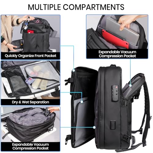 Travel Backpack for Women Men, Airline Certified Travel Backpack, Vacuum Backpack with USB Ports and Electric Pumps, Anti-Theft Waterproof 18 Inch Laptop Backpack3