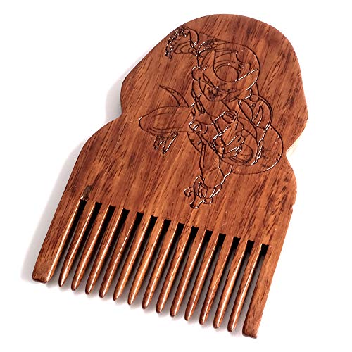 DBZ Frieza Super Sayian Wooden Beard Comb | Portable Pocket-Sized Facial Hairs Comb for Styling, Shaping and Grooming by BEARD GAINS | MADE IN USA