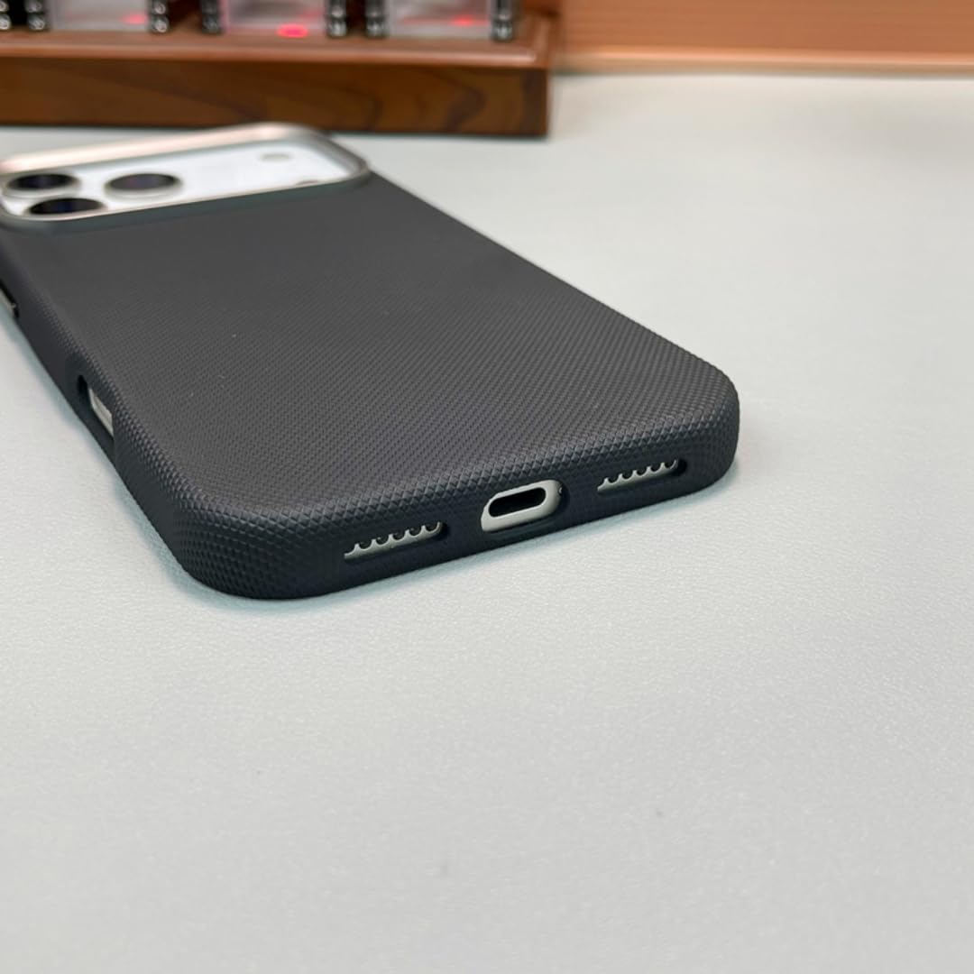 Funda Protectora anticaídas con Lente de aleación para iPhone 15, con Carga inalámbrica y Cubierta rígida magnética de PC (para iPhone 15/Negro)