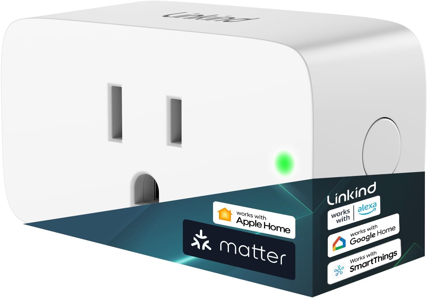 Matter Smart Plug, Work with Apple Home, Siri, Alexa, Google Home, SmartThings, Smart Outlet 15A/1800W Max, Smart Home Automation, APP Remote Control,Timer&Schedule, 2.4G Wi-Fi Only, 1 Pack