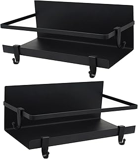 Sponsored Ad - 2 Pack Magnetic Spice Rack, Strong Magnetic Shelf with 6 Removable Hooks, Metal Magnetic Fridge Shelf Kitch...