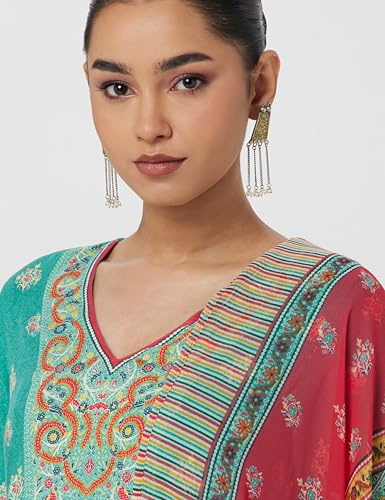 Image of BIBA Women Rayon Liva Gathered Kurta Palazzo Suit Set