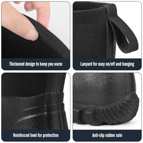 GUGULUZA Herren Halbe Gummistiefel Neopren Isoliert Wasserdicht Angeln Hof Stiefel Schwarz
