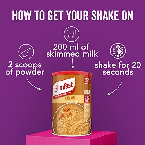 SlimFast Balanced Meal Shake, Healthy Shake for Balanced Diet Plan with Vitamins and Minerals, High in Fibre, Meal Replacement, Caramel Flavour, 16 Servings, 584 g