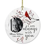 Red Cardinal Christmas Ornament 2025, Personalized Add Photo Ornament Xmas, I Am Always with You Ornament, Custom Name Remembrance Loss of Loved One, Red Cardinal is Always with You Ornaments Gifts