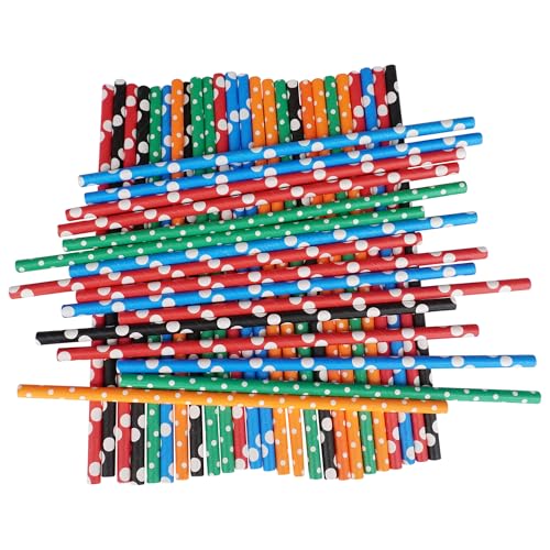 Lot de 250 pailles en papier biodégradables, épaisses et non détrempées, sans plastique, recyclables, durables, pour boire, jus, café et boissons froides, respectueuses de l'environnement – Couleurs
