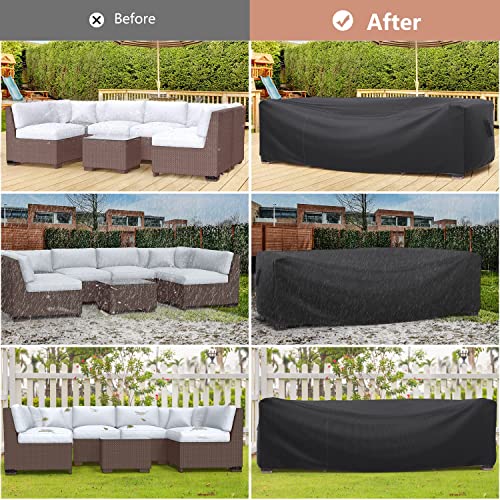 Patio Furniture Set Cover Waterproof, Mrrihand Outdoor Sectional Sofa Set Cover Heavy Duty 600D Table and Chair Set Cover 74" L×47" W×28" H by Mrrihand - Used condition - Image 8