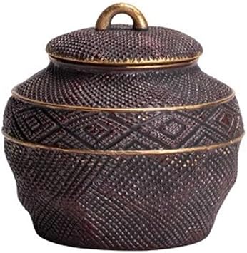 Tea Canisters for Loose Tea Old Rock Mud Red Gold Tea Cans, Rough Ceramic, Small Sealed, Household Storage