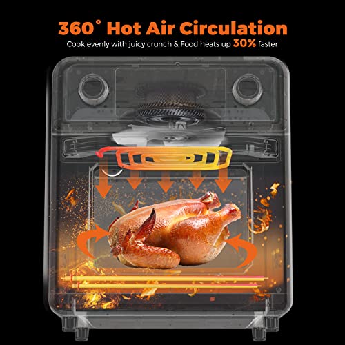 Tintalk Air Fryer Oven 16 Quart - 10-In-1 Airfryer Toaster Combo With Rotisserie&Dehydrator 1700W Large Convection Countertop Independent Switch Up&Down Heating Element 8 Accessories&50 Recipes #TOP6