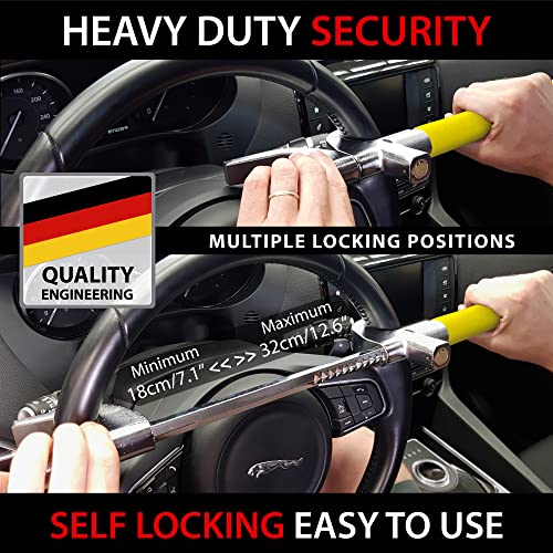 image for KRASER WA839Y Steering Wheel Lock, High Security Car Anti-Theft, 3 Cur