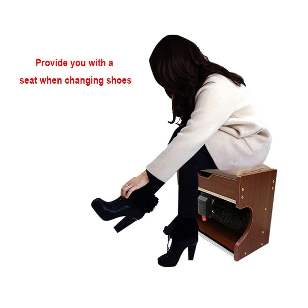 Pulitore per Scarpe Elettrico per lucidare Le Scarpe, Resistente, per Porta, Materiale in Legno Durevole, con Scatola portaoggetti e Morbido Cuscino per la Pulizia del Ministero degli Intern