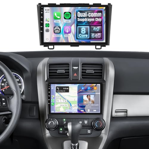 Traveling the World as a Deaf Explorer 3 8Core 4G+64G Radio for Honda CRV 2007-2011, Qual-comm Snapdragon Chip, Wireless Carplay Android auto, 9 inch IPS Touchscreen Radio for CRV, Bluetooth GPS 5GWIFI Backup Camera FM RDS SWC
