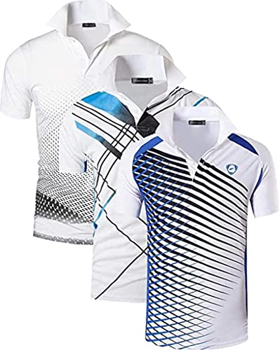 jeansian Homme 3 Piece Melanger Pack Quick Dry Sport Polo T-Shirt LSL195 MixPackG L