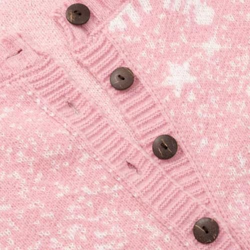 Image of Women's Funny Fall Winter Animal Floral Christmas Tree Long Sleeve Button Knit Cardigan Sweater