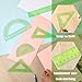 Zonon 1 Set Plastic Geometry Math Set Includes Drawing Compass, 6 Inch 4 Inch Protractor, 45/60 Degree Triangle Rulers 12 Inch 6 Inch Math Ruler Transparent for Office Supplies(Green)
