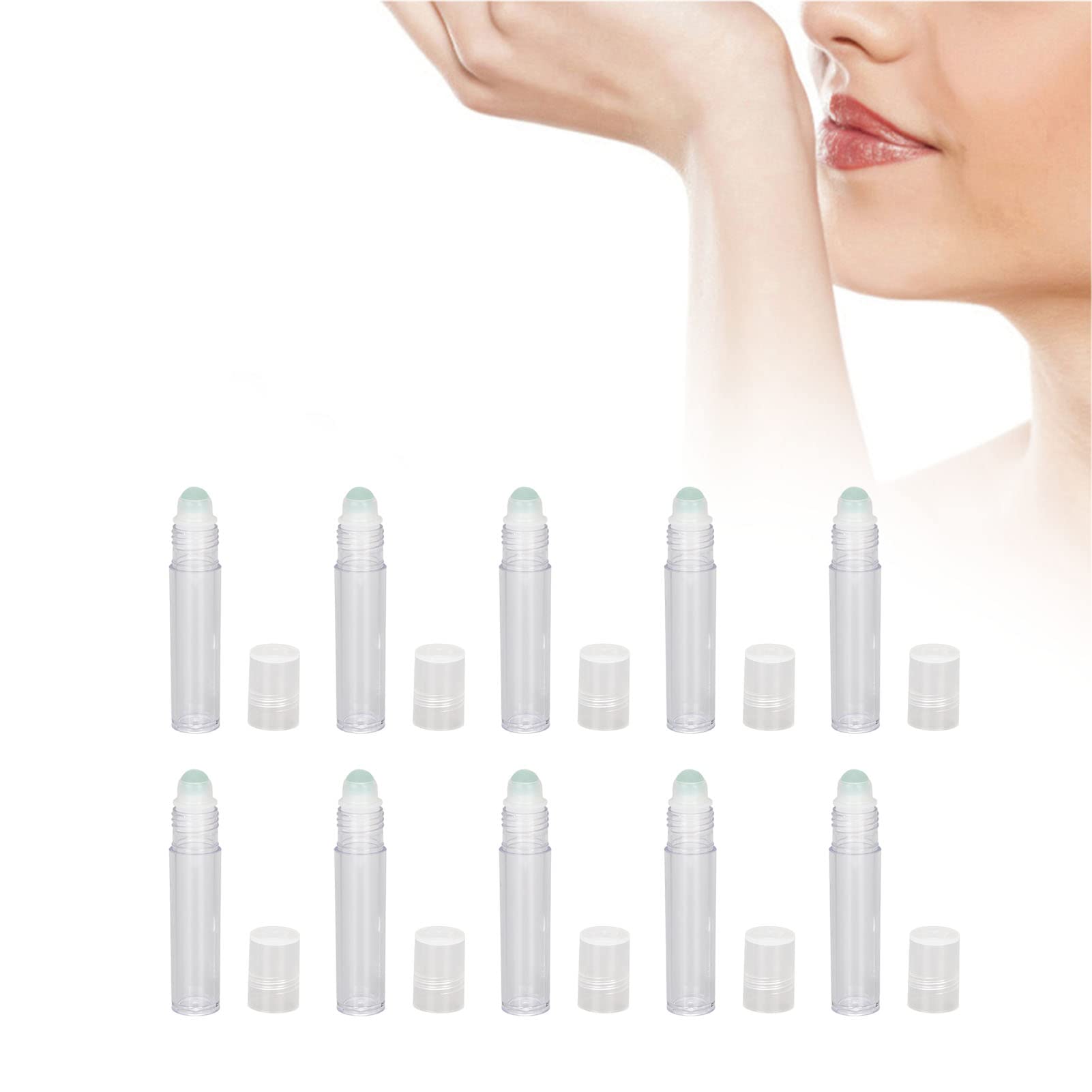 10 botellas de 7 ml roll-on de plástico, portátiles, vacías, rellenables, perfume, aceite esencial, roll-on