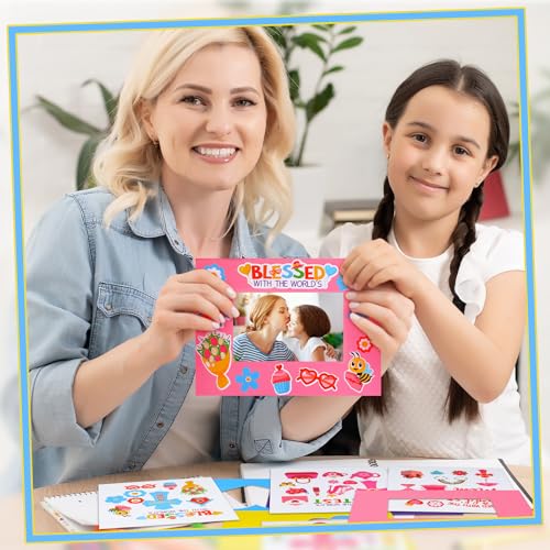 Shellwei 24 Pack Mother\'s Day Craft Kits Mother\'s Day Picture Frame Craft for Kids DIY Religious Picture Frames with Stickers for Party Decor Mother\'s Day Gifts Fun Home Classroom Activities - Thumbnail 6