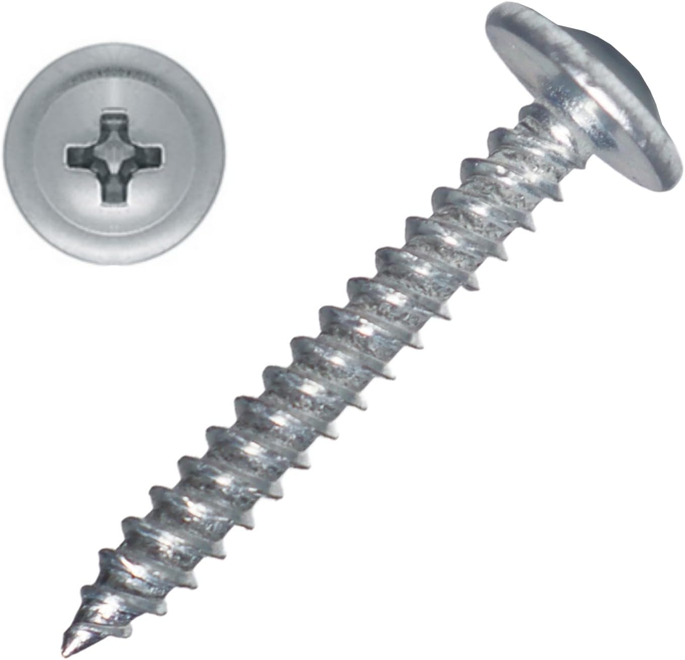 #8 x 1-1/4" Wood Screws Phillips Truss Head Alloy Steel Quick Metal Self Tapping, Fast Self-Tapping Screws （100 Pack)