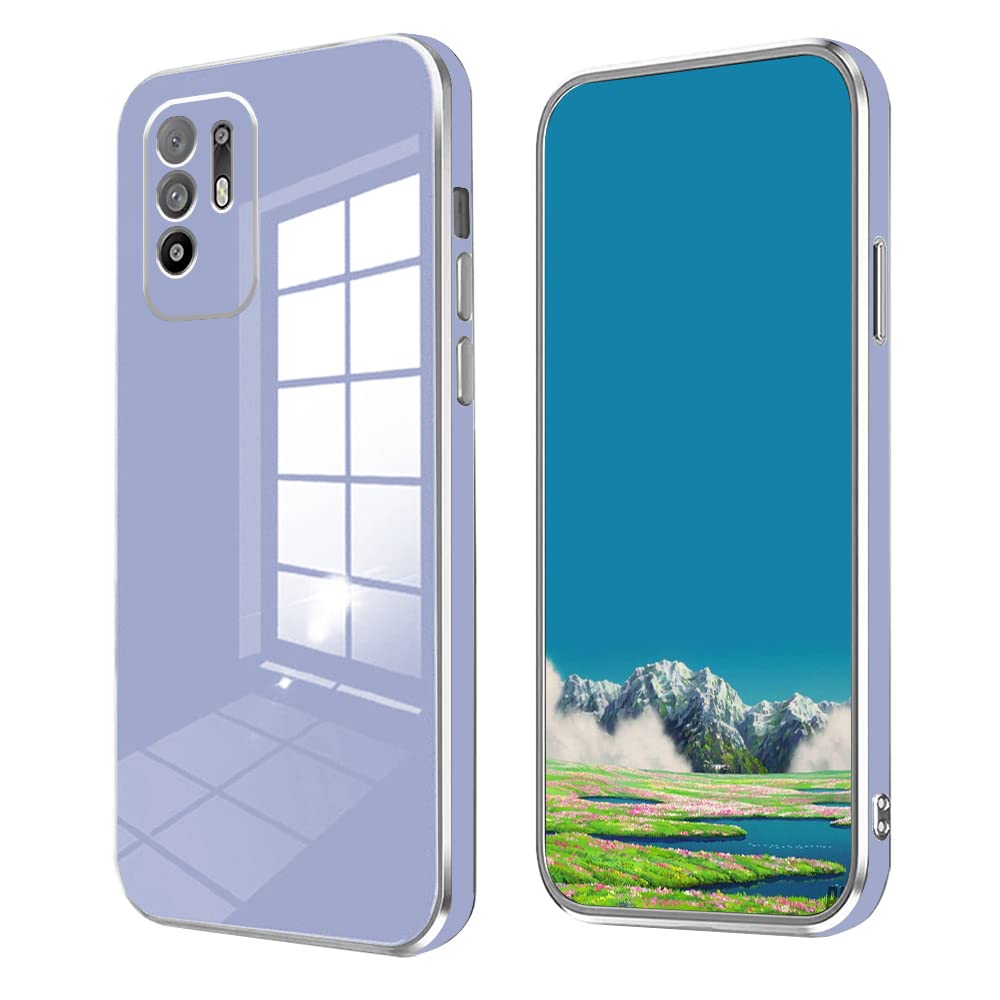 Jancyu Compatible With OPPO A94 5g Case Silicone White, OPPO A94 5g Phone Case Slim Protective Case Shockproof Cover (OPPO A94 5g, Smoke purple)