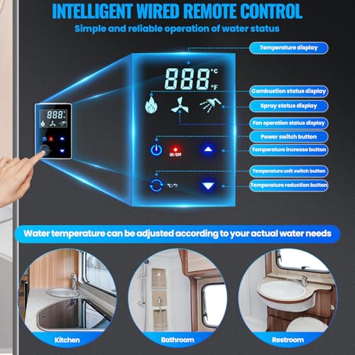 Image of RV Tankless Water Heater,65000 BTU, Instant Hot Propane Gas Water Heater, DC 12V Power, On Demand Instant Hot Water Heater,Multi-Protection for RVers' Everyday Use