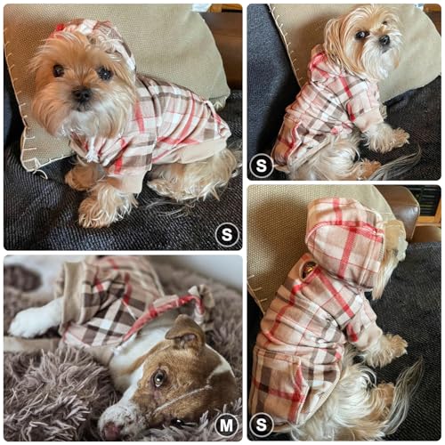 Image of BEAUTYZOO Dog Hoodie Sweaters for Small Medium Large Size Dogs Girls Boys- Premium Quality, Ultra Soft, Superior Comfort Fit, Fleece Lined Hooded Sweatshirt- Cold Weather Pet Clothes Winter Coat,Plaid