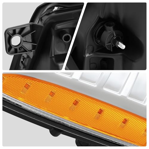 DNA MOTORING Pair Projector Headlights Compatible With 2007-2014 Cadillac Escalade ESV 2007-2013 Escalade EXT 2007-2013, Chrome/Amber, HL-OH-CE07-CH-AM - Image 6