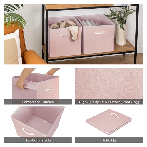 StorageWorks Pink Storage Cubes, 13x13 Leather Cube Organizer Bins, 4-Pack by StorageWorks - Used condition - Image 5